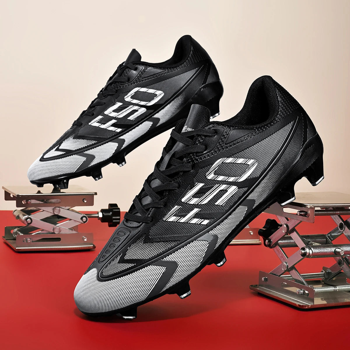 AG/FG Long Studs Soccer Shoes，PU Fabric Mixed Upper，TPU Sole Wear Resistant Anti Slip，Men Women Youth Outdoor Sports