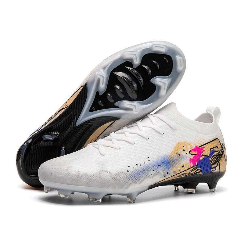 New Men Football Boots Match Ultralight Soccer Cleats FG Non-Slip Training Shoes Soccer Shoes Long Spikes Outdoor Drop Shipping