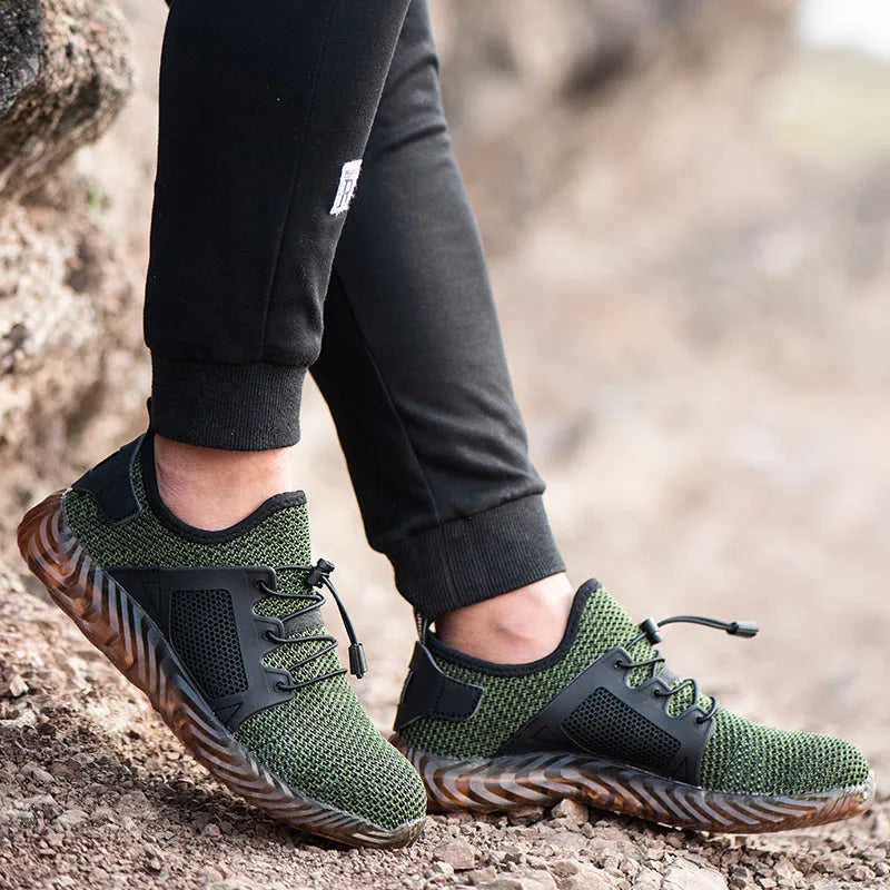 Men Steel Toe Safety Work Shoes Mesh Breathable Lightweight Comfortable Industrial Construction Shoes Puncture Proof Anti slip
