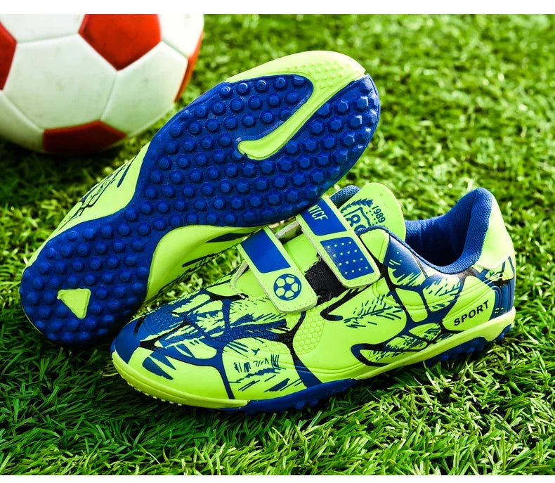 Kids Soccer Shoes Outdoor Non-Slip Football Sports Shoes Boy Training Shoes Child HOOK&LOOP Lightweight Children's Soccer Cleats