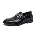 46 plus-size Metal Pressed Floral Loafers 2024 new merchant leather shoes men's casual pressed plaid leather pointy