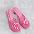 Summer mesh flower beads women slide sexy thin heel sandal