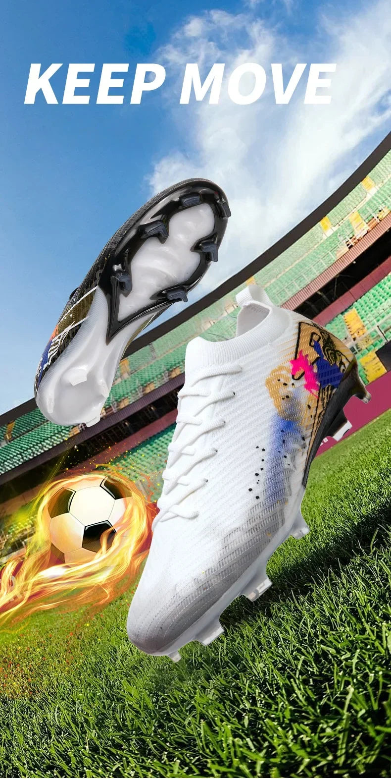 New Men Football Boots Soccer Cleats FG Non-Slip Training Shoes Soccer Shoes Long Spikes Match Ultralight Outdoor Drop Shipping