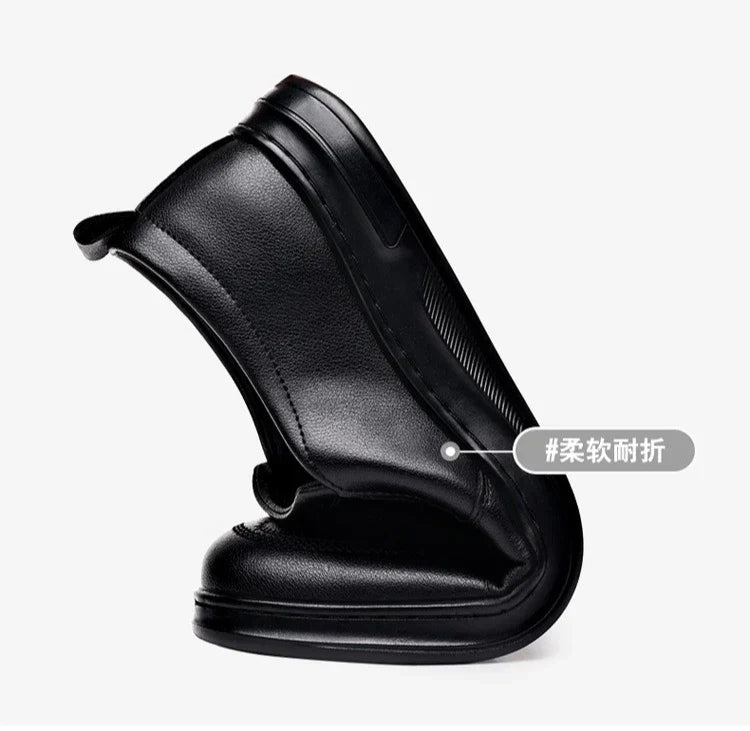 Men's Leather Business Loafers Spring Autumn Black Slip-On Shoes Male Breathable Soft Sole Comfortable Casual Driving Shoes Man