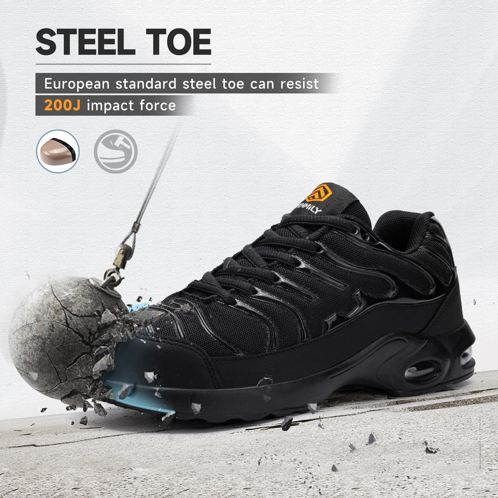 Men's Safety Shoes Air Cushion Steel Toe Work Sneakers Breatherable Anti-smash Anti-puncture Work Shoes