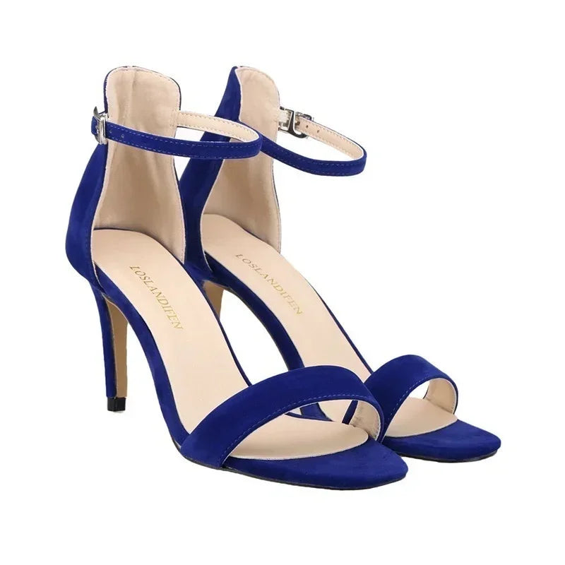 2026 New Women Sexy Pumps Sandals Summer 9cm Thin Heel Open Toe Ankle Strap High Heels Ladies Stilettos Party Red Wedding Shoes