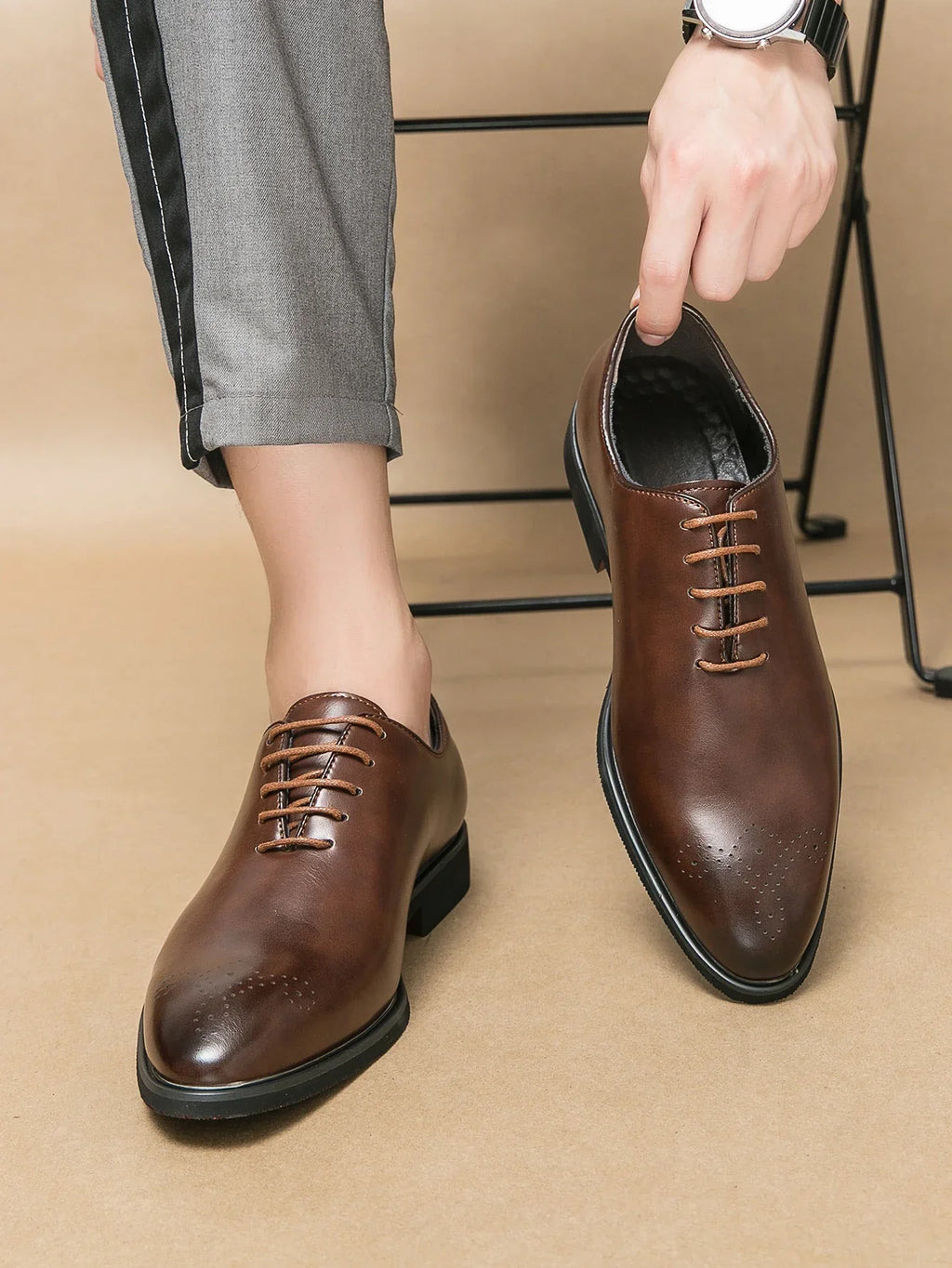 Men's Genuine Leather Dress Shoes Classic Oxford Soft Comfortable Lining Non-Slip Rubber Sole Business Office Formal Occasions
