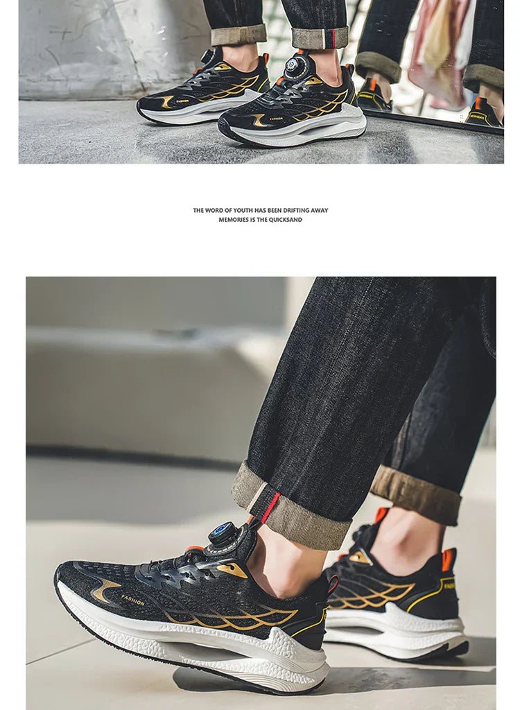 Summer Breathable Casual Sports Shoes for Men, New Fashionable and Versatile Breathable Mesh Rotating Buckle Running Shoes Suitable for Outdoor Sports and Daily Wear