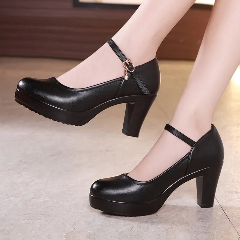 8 10 12cm Small Size 32-43 Shallow Thick Bottom Platform Pumps Women 2026 Block High Heels Shoes for Office Model Wedding Dress