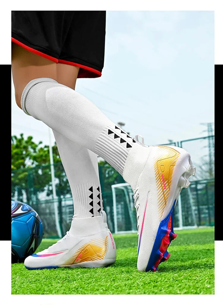 New Men Football Boots Match Long Spikes Soccer Shoes Cleats Boys Comfortable Training Sport Adult Breathable Outdoor Non Slip
