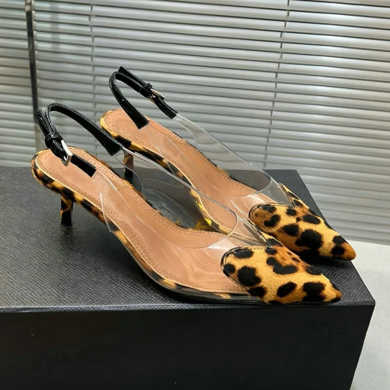 2026 Spring And Summer Pointy Stiletto Heels Wearing Slippers Transparent Female Sandals