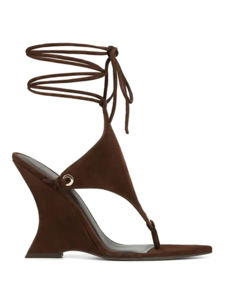 2026 Women's Summer New Coarse High Heels Pinch Toe Fashion Sandals Ankle Strap Sexy Fashion Party Thick Bottom Sandals