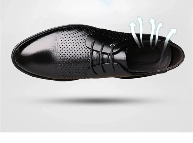 Height Increasing Shoes Man Hollow Breathable Taller Elevator Shoes 6CM Invisible Insole for Daily Men Heighten Wedding Shoes