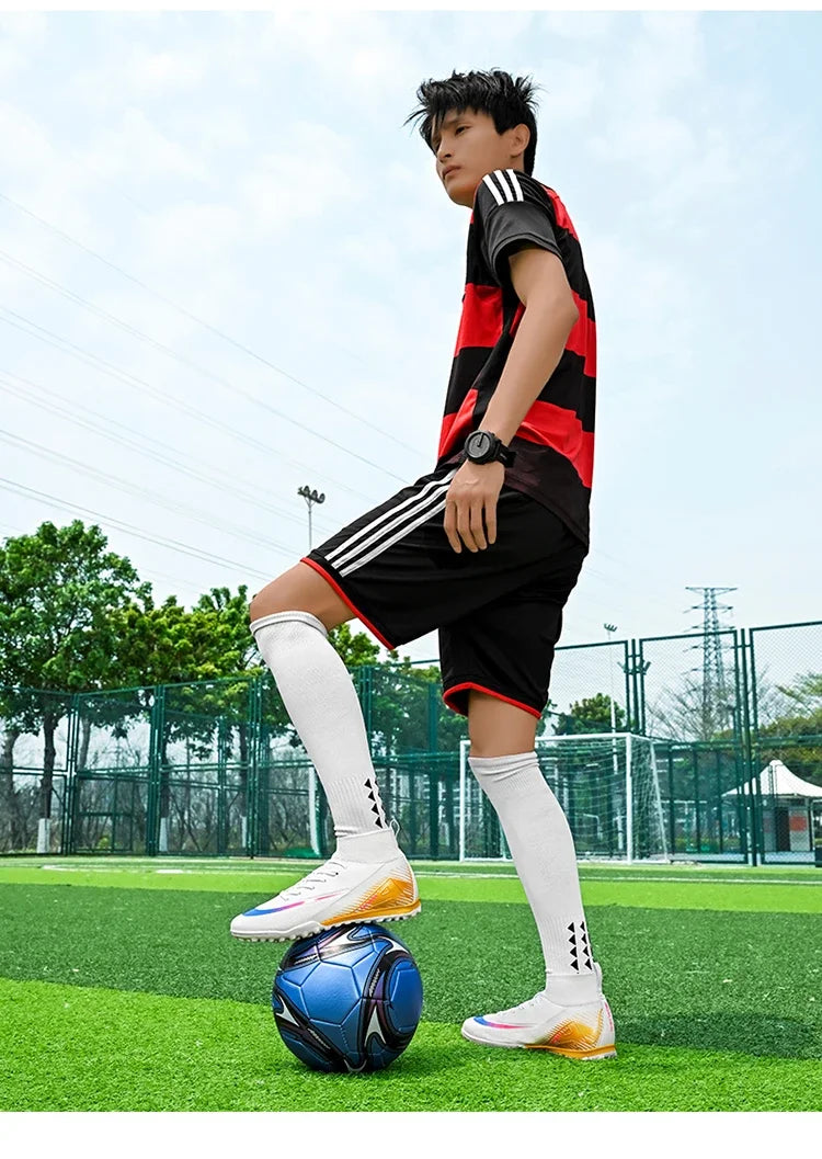New Men Football Boots Match Long Spikes Soccer Shoes Cleats Boys Comfortable Training Sport Adult Breathable Outdoor Non Slip
