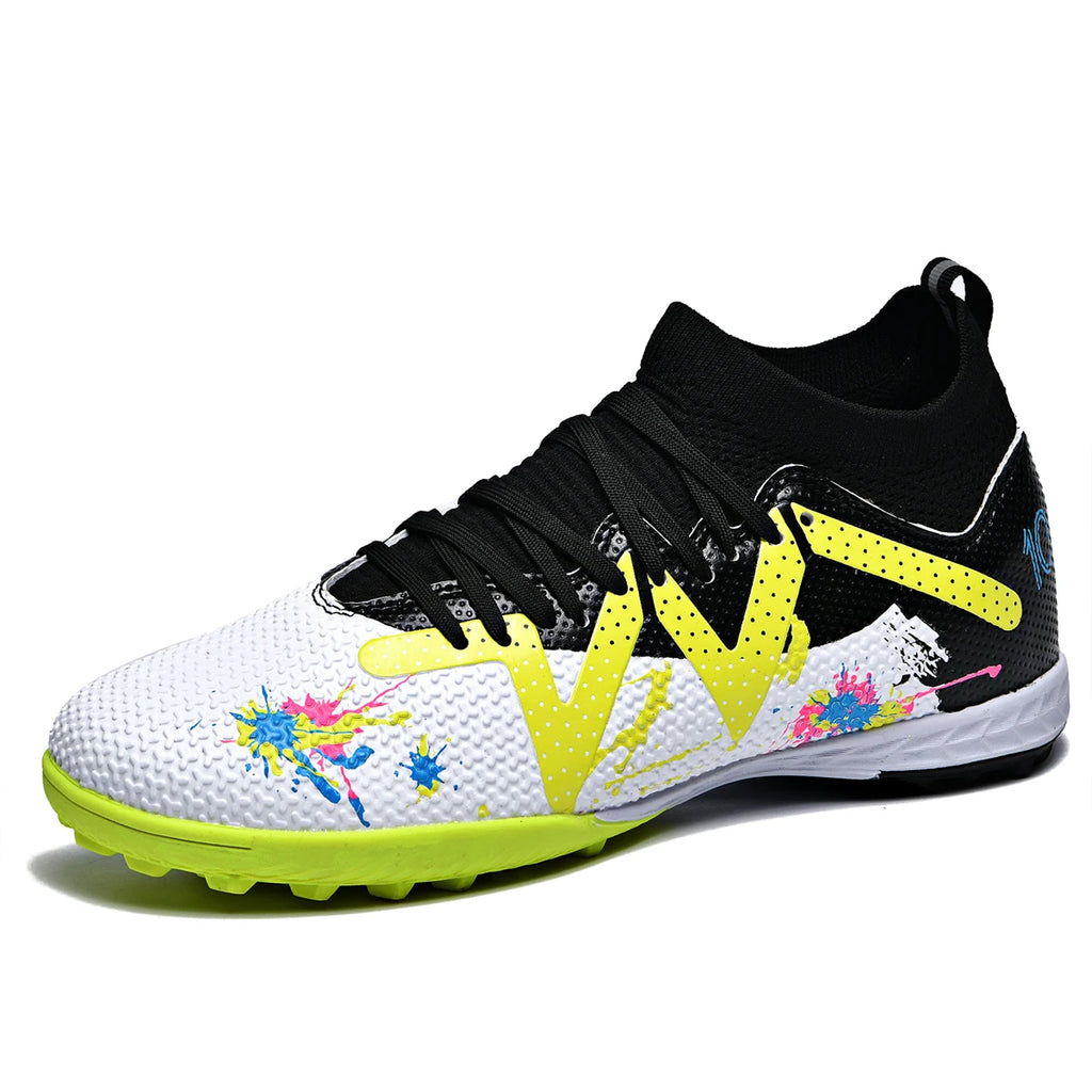 Professional TF Turf Football Shoes PU Mesh Fabric Upper Rubber Wearproof Sole Unisex Youth Grass Training Footwear