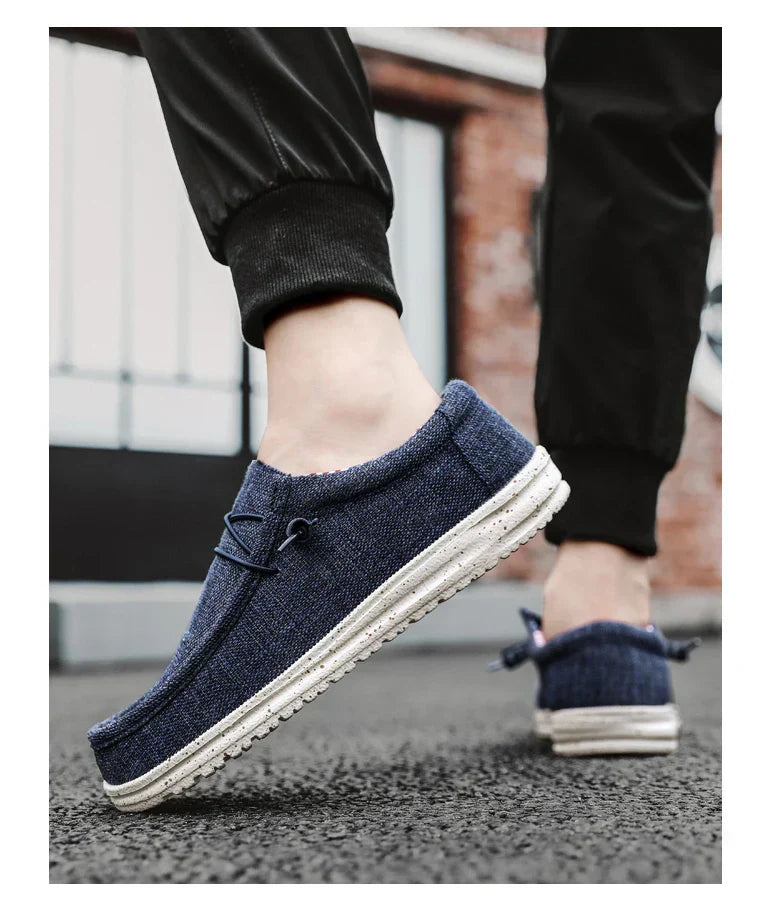 Men Casual Canvas Shoes Mens Loafers Breathable Slip on Flats Male Vulcanized Shoes Driving Shoes Plus Size 47 Walking Sneakers