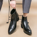Black Western Boots for Men Cowboy Brown Chelsea Boots Zipper Ankle Business Boots Size 38-46 Free Shipping