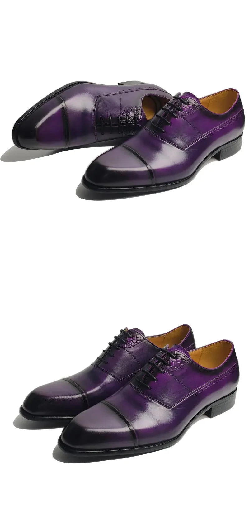 حذاء رجالي جديد أنيق رسمي بنفسجي مريح وأنيق لرجال الأعمال برباط بتصميم مدبب Sapatos Sociais Masculinos