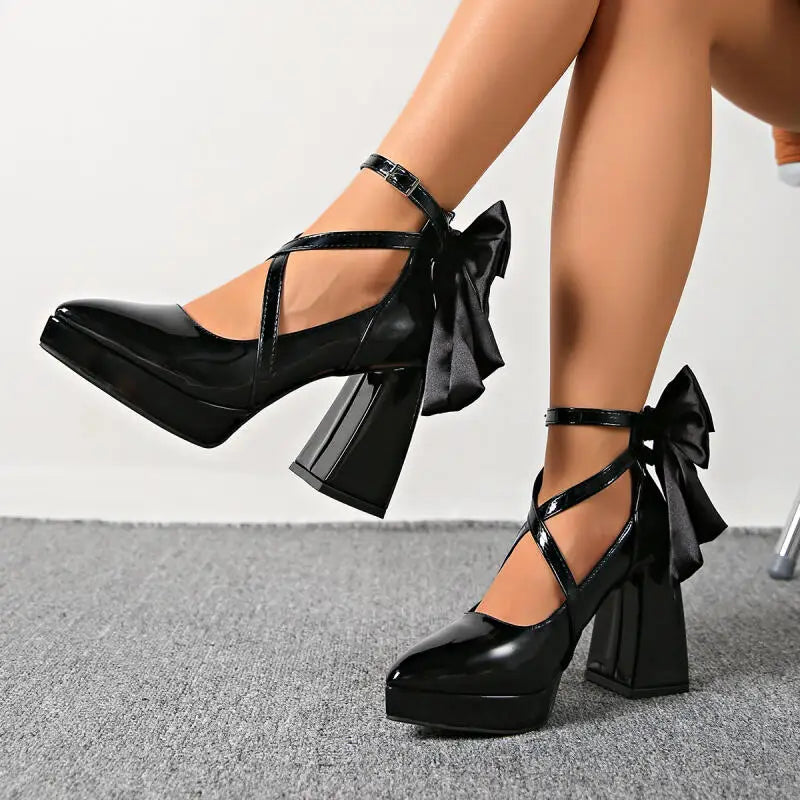 Gothic Black Patent Leather Mary Jane Shoes Women Summer 2026 Platform Super High Heel Y2K Shoes Woman Lolita Ankle Strap Pumps