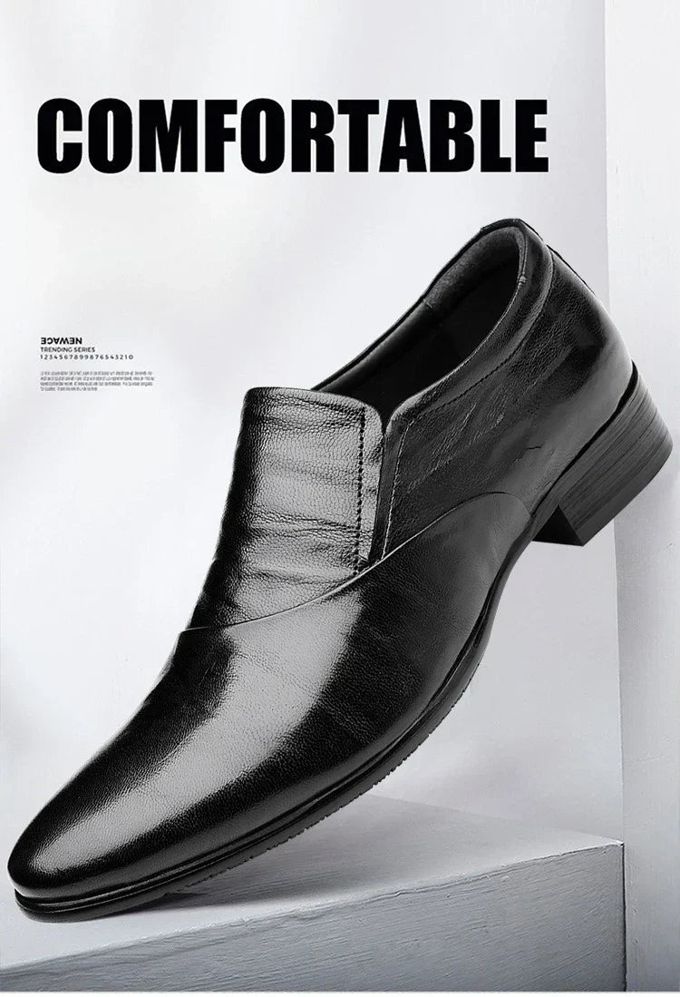2026 New Low-heeled Business Shoes for Men Black Spring Summer Leather Shoes Male Fashion Casual Dress Shoe Man