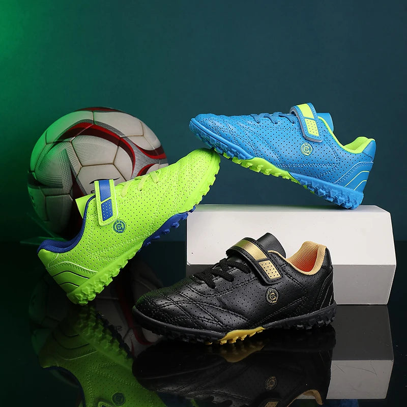New Summer Breathable Kids Football Shoes, Magic Tape Design And Broken Studs, Lightweight Soft Footwear For Outdoor Football