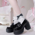 Sweet Heart-Shaped Buckle Lolita High Heels Pump Shoes for Women2026PU Leather Waterproof Platform Mary Janes Shoes