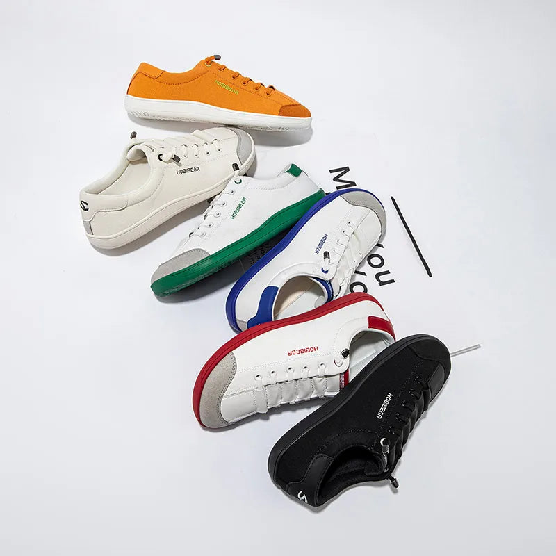 Wide Toe Barefoot Shoes for Unisex Minimalist Artificial Leather Sneakers Lightweight Adjustable Slip On Walking Shoes