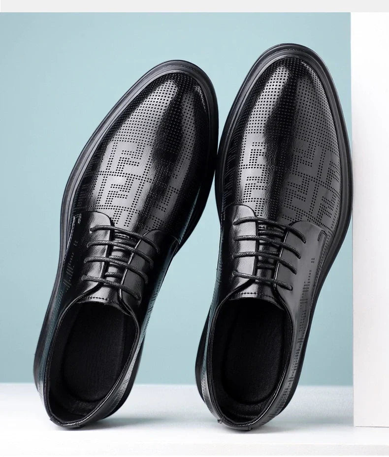 Spring Summer Increase Leather Shoes for Man Lace Designer Business Casual Shoes Male Fashion British Style Dress Shoe Man