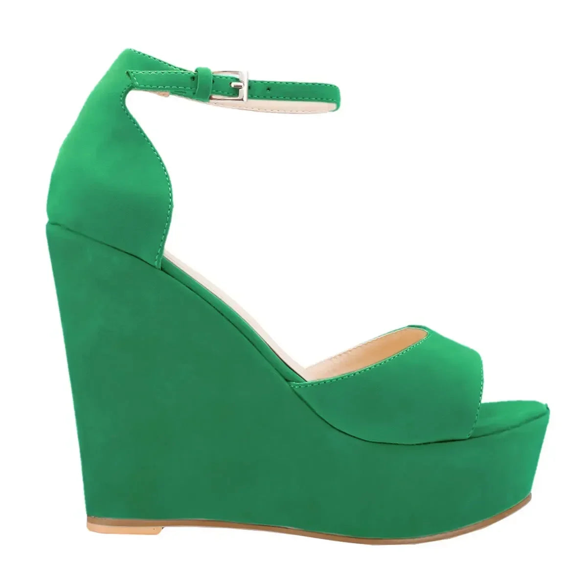 Women Sandals 14cm Sexy Peep Toe Ankle Strap Platform Wedge High Heels Sandal Party Red Wedding Dress Ladies Shoes Large Size
