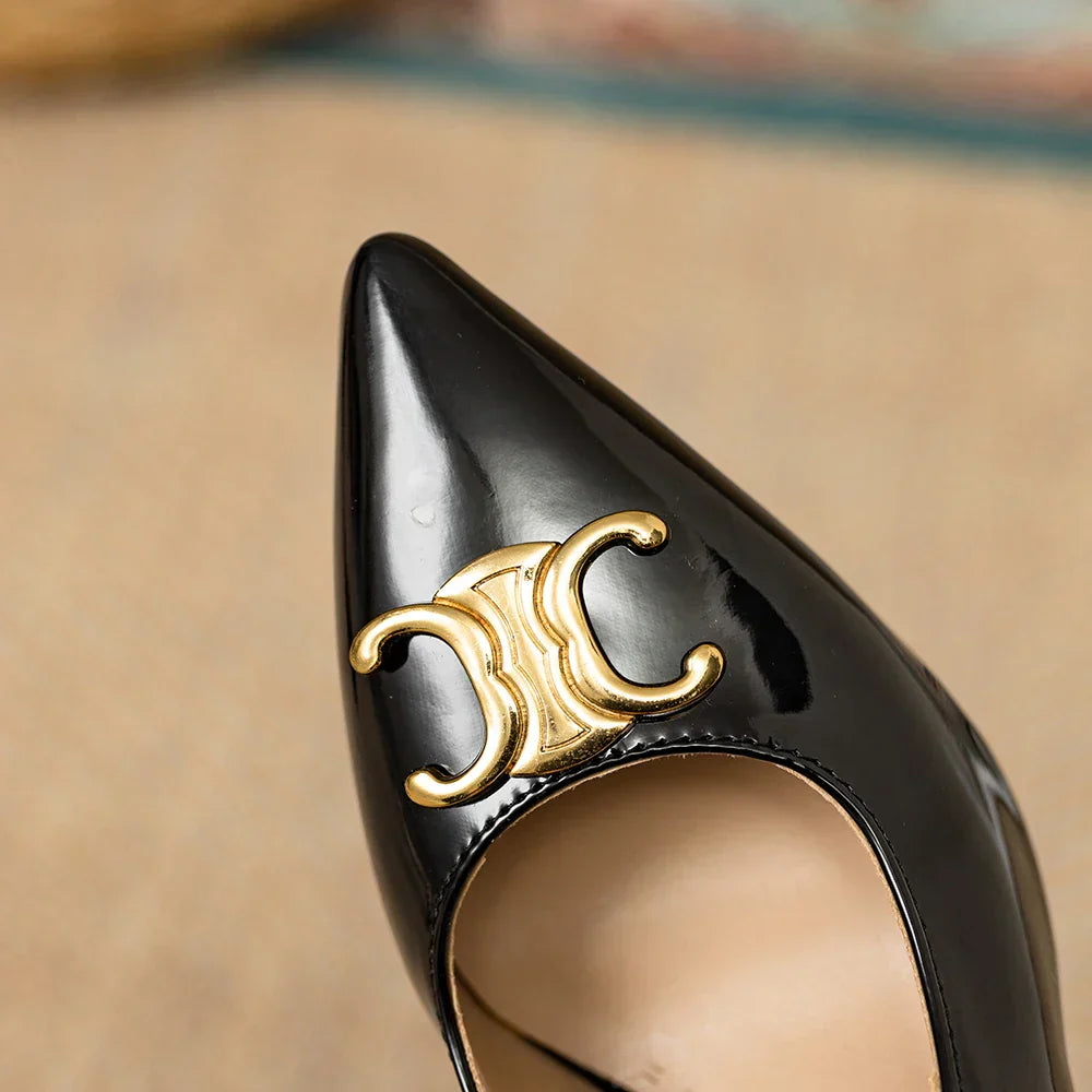 2025 Summer Classic Black Women Sandals Fashion 9cm High Stiletto Heels Lady Party Shoes Plus Small Big Size 33 43 47