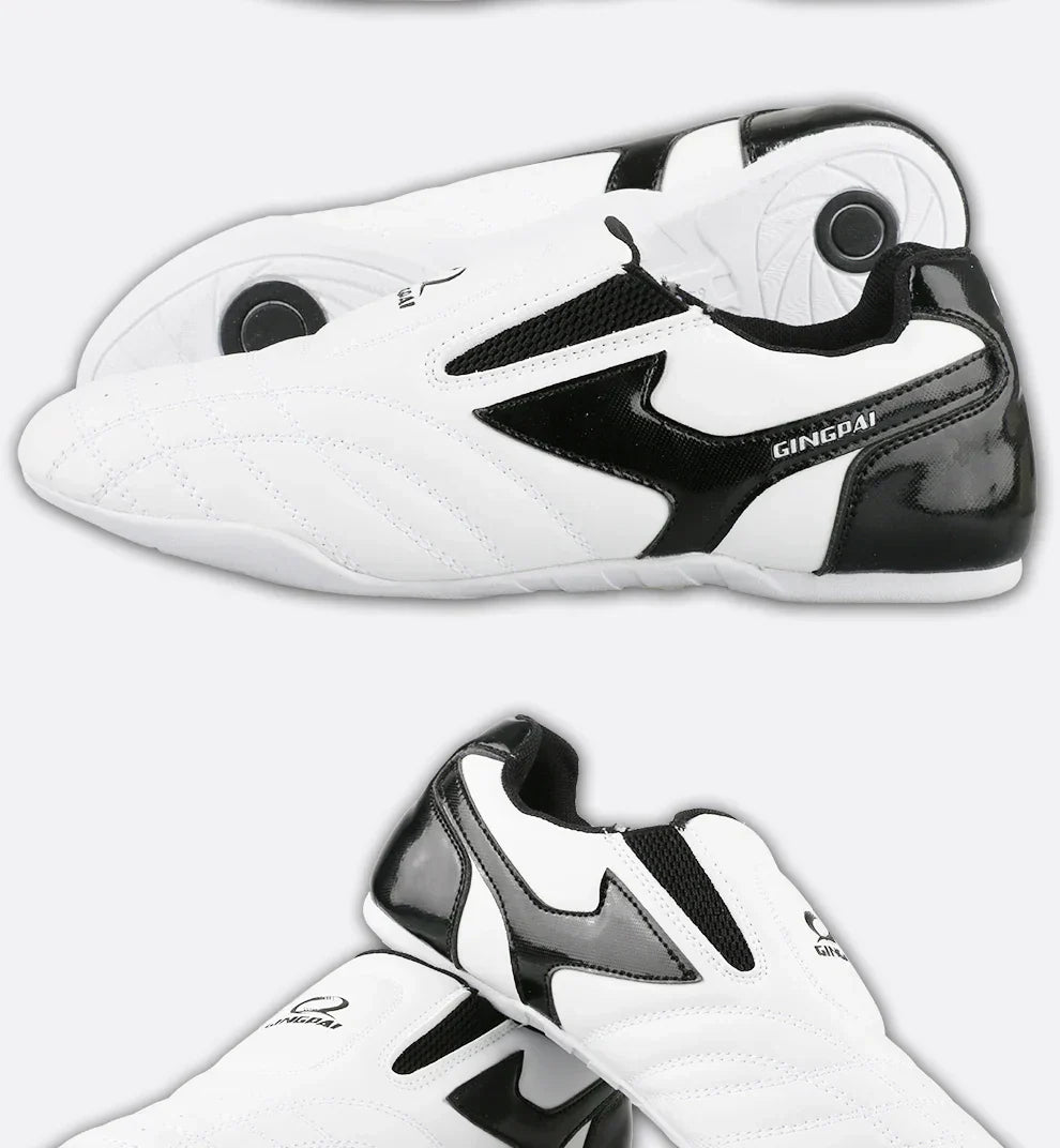 White Breathable Taekwondo Shoes Karate Kung Fu Wrestling Martial Arts Shoes Adults Child Non-slip Soft Oxford Soles Sneakers