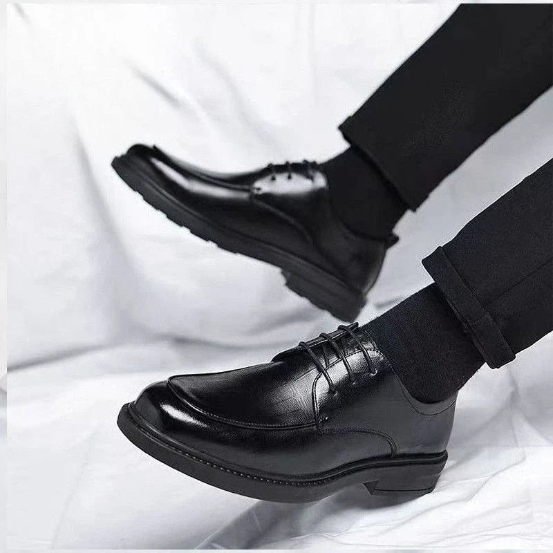 2024 New Men's Height Increasing Soft Leather Breathable Casual Business Elevator Shoes