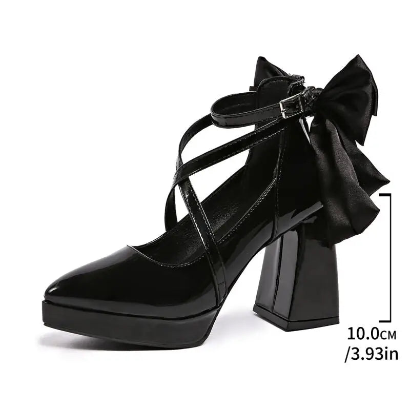 Gothic Black Patent Leather Mary Jane Shoes Women Summer 2026 Platform Super High Heel Y2K Shoes Woman Lolita Ankle Strap Pumps