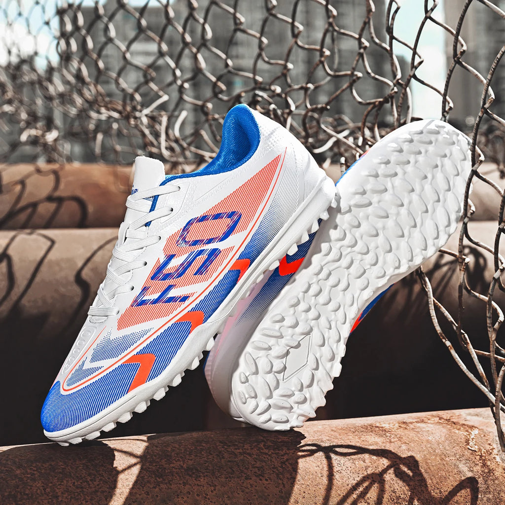 Student TF Turf Soccer Shoes PU Fabric Ventilated Upper Rubber Tough Sole Wear Resistant Outdoor Turf Footwear