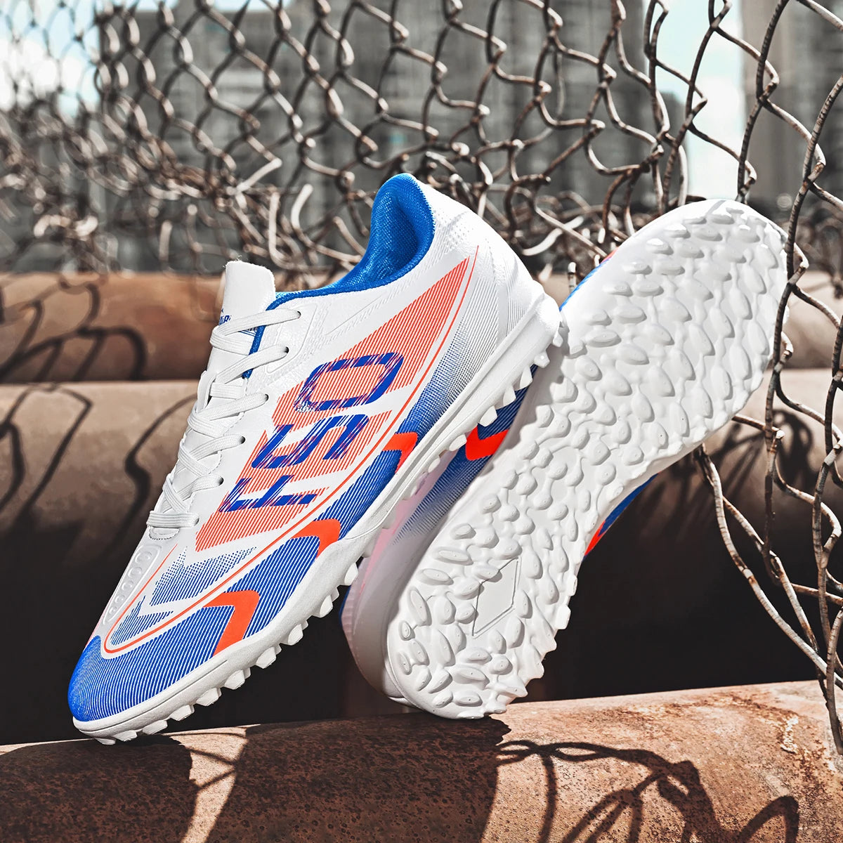 Student TF Turf Soccer Shoes PU Fabric Ventilated Upper Rubber Tough Sole Wear Resistant Outdoor Turf Footwear