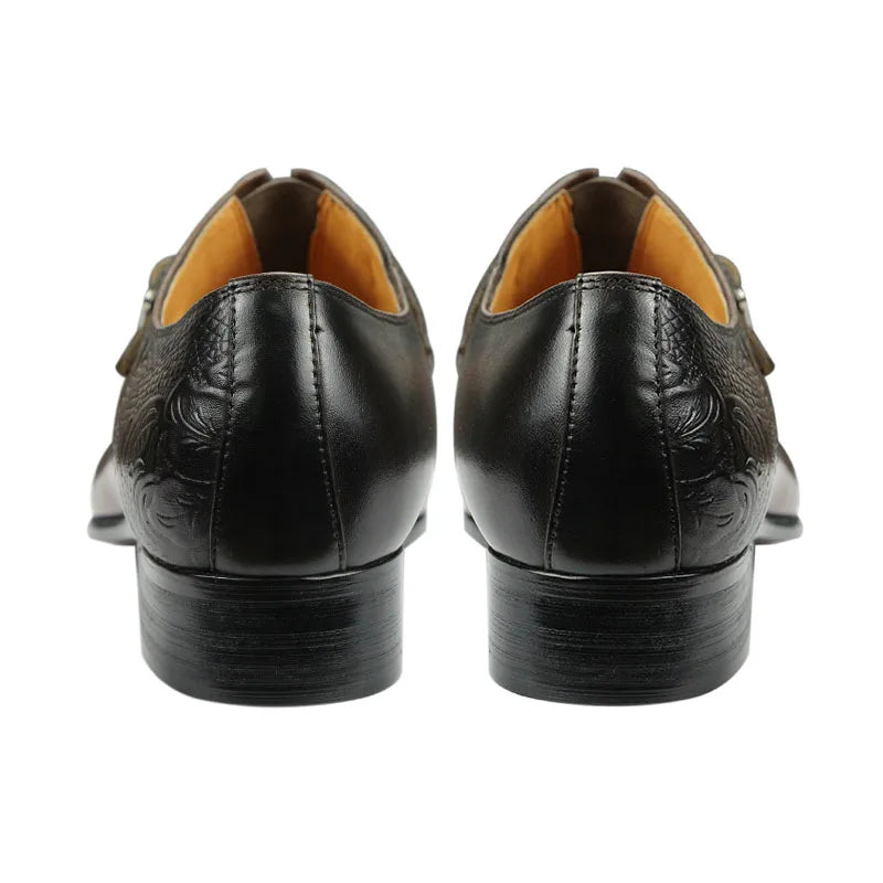 Deluxe Trendy Men's Leather Brogue Shoes Daily Outdoor Casual Shoes Brown Black Print Design Custom Service Drop Shipping