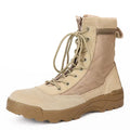 Men Tactical Boots Breathable Leather Mesh High Top Casual Desert Work Shoes Mens SWAT Ankle Combat Boot