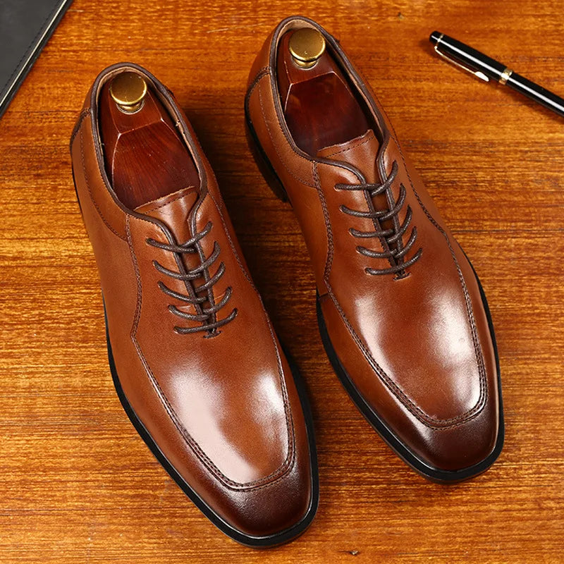 Size 38-48 Men Dress Shoes Top Layer Cowhide Leather Elegant Business Formal U-Tip Shoes Mens Dress Shoes for Men Wedding