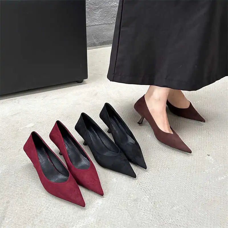 2024 Autumn Pointed Toe Women Sexy Shallow Slip On Pumps Shoes Fashion Thin High Heel Ladies Elegant Dress Shoes Mujer