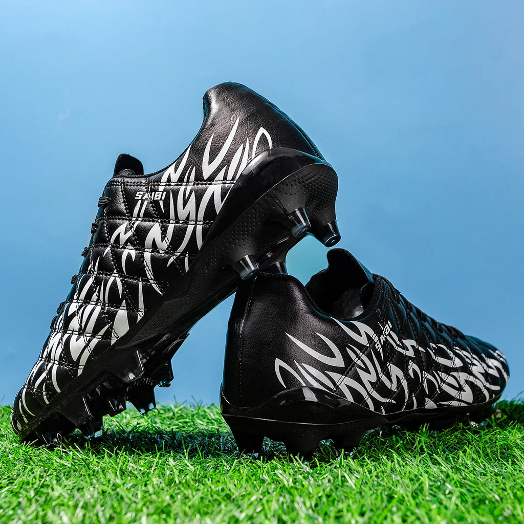 Unisex Adult AG FG Soccer Shoes PU Fabric Breathable Upper TPU Long Stud Anti-slip Wear Resistant Natural Grass Match Sneakers