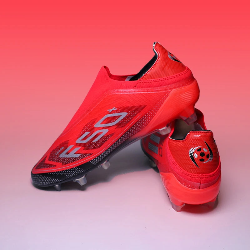 Without-lace Mens Football Boots Youth FG Professional Training Studded Fast Soccer Cleats Non Slip Football Shoes for Boys F50