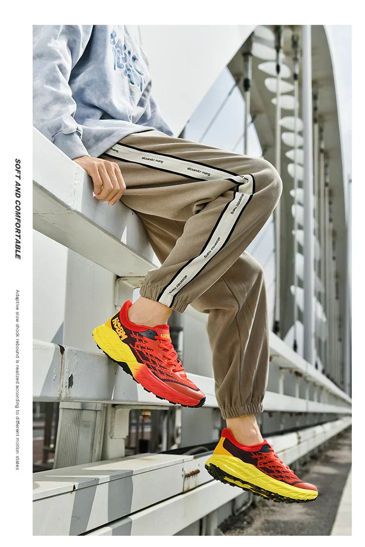 Men's Marathon Shoes Running Shoes Breathable High elasticity Cushioning Male Lightweight Sports Shoes Fitness Training