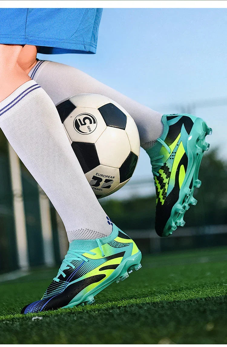 Professional Long Spikes Football Field Cleats Men Women Trend Pink Soccer Shoes Society Man Trainers Futsal Sneakers Size 33-46