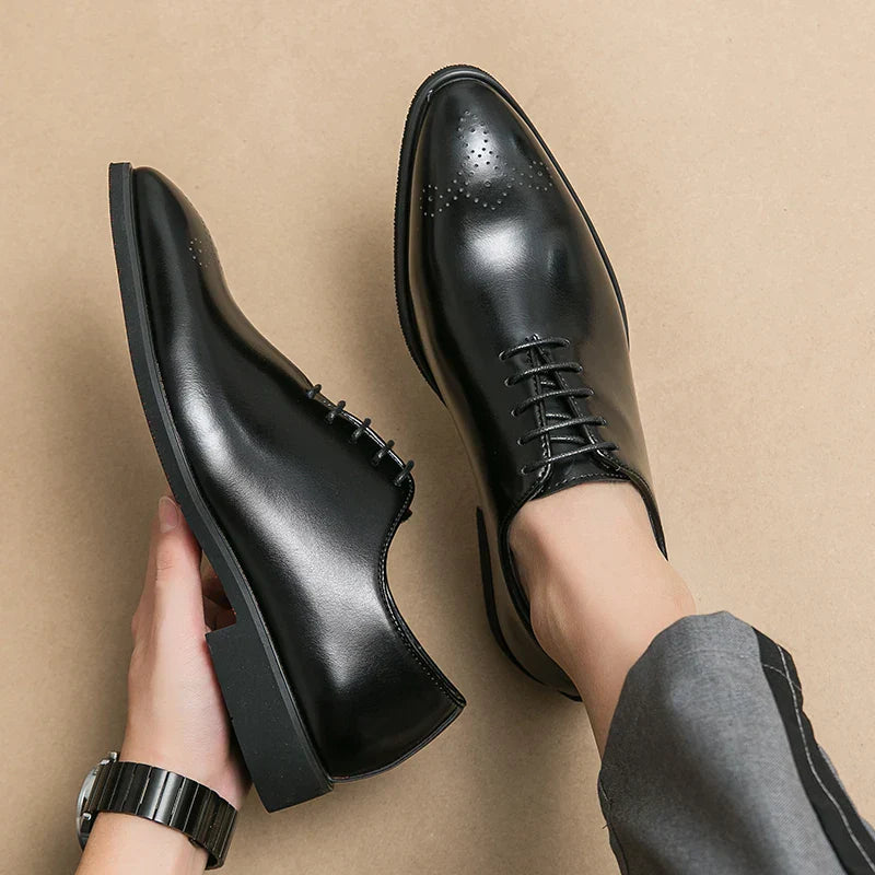Men's Genuine Leather Dress Shoes Classic Oxford Soft Comfortable Lining Non-Slip Rubber Sole Business Office Formal Occasions
