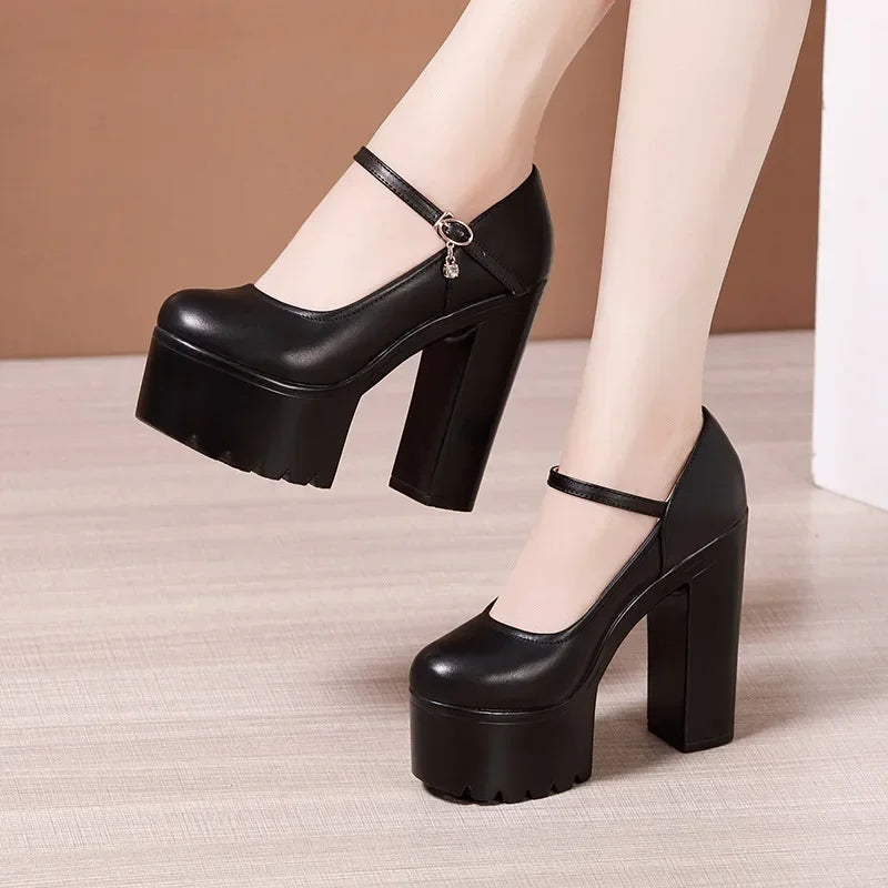 15cm Small Size 32-43 Fashion Red Silver White Wedding Shoes Women Pumps 2026 Fall Block High Heels Shoes Platform Model Partry