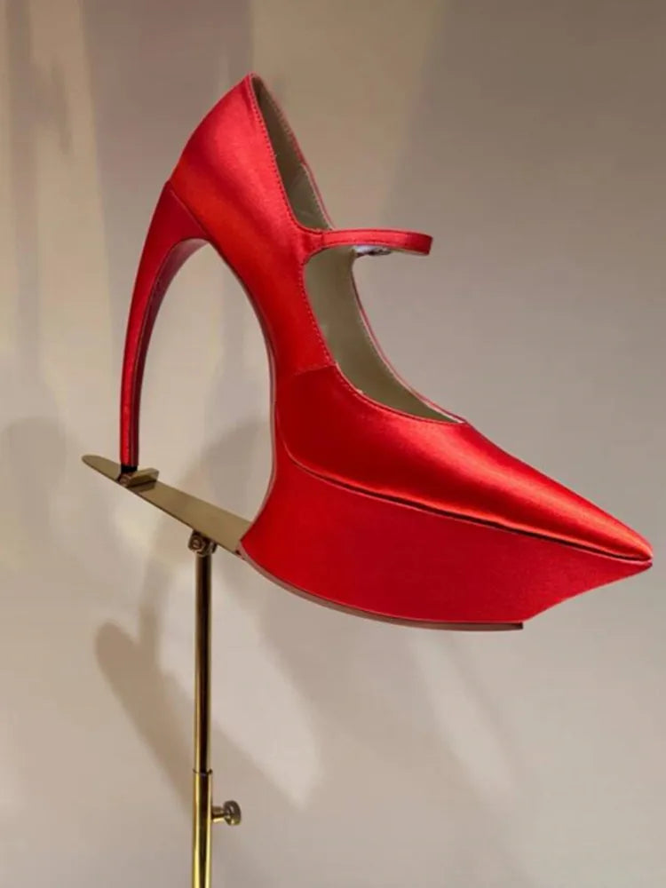 Spring/Summer New Pointed Stiletto High Heels Thick Bottom Ballet Sandals Bow Fashion Show Wedding Party Women's High Heels