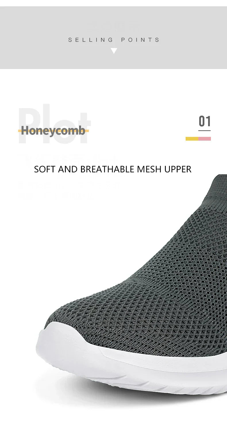Men Shoes Sneakers Breathable Mesh Slip on Running Shoes Outdoor Non-Slip Couple Jogging Training Hiking Sports Shoes