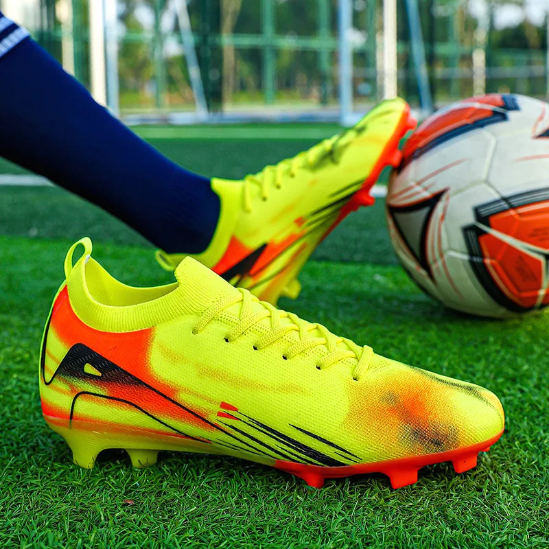 Professional Men's Outdoor FG Bottomed Football Shoes Adult Durable Comfortable Training Shoes Teenagers Lace Up Soccer Shoes