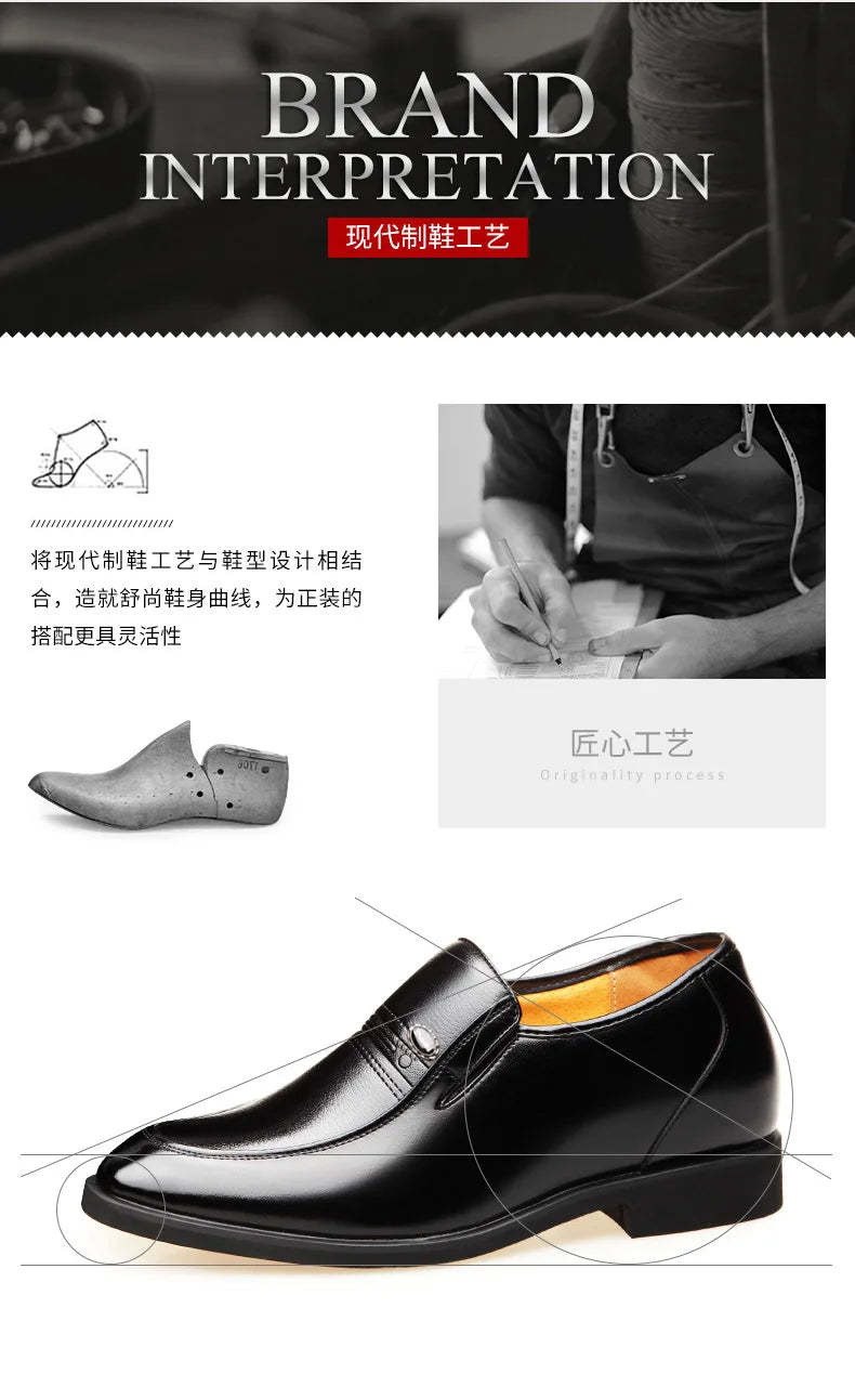 Autumn Increased 6 Cm Men Formal Shoes Hidden Heel Men's Wedding Oxfords Heighten Tall Male Dress Leather Footwear