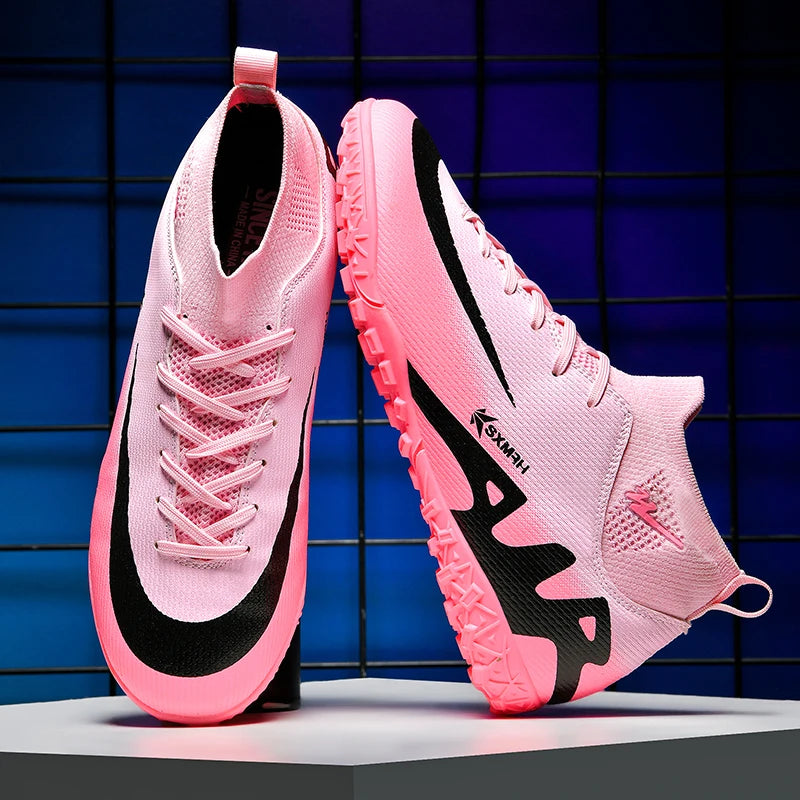 Double Star Women's Soccer Shoes, TF/AG Sole Studs, Anti Slip Grip, Stable Support, Women's High Top Soccer Shoes